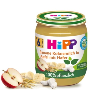 HIPP BIO BANAN JABŁKO Z MLEKIEM KOKOSOWYM I OWIES