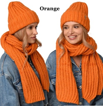 Теплый набор женский шляпа + шарф на зиму польского апельсина A7