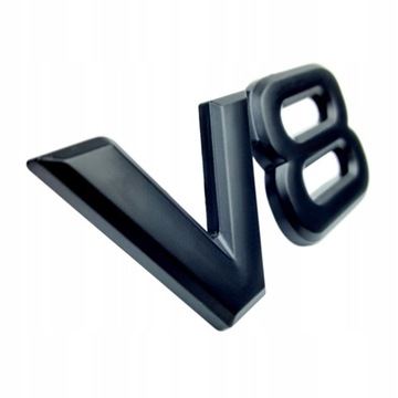 EMBLEMAT znaczek NAPIS metalowy V8 czarny MATOWY