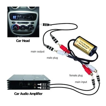 Ogólny filtr szumów audio RCA z męskim złączem żeńskim i reduktorem szumów