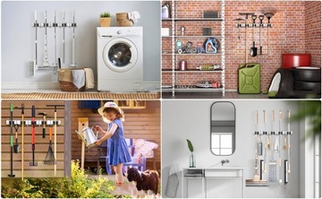 НАСТЕННАЯ ВЕШАЛКА ДЕРЖАТЕЛЬ ДЛЯ САДОВЫХ ИНСТРУМЕНТОВ МЕТЛЫ ШВАБРЫ ГРАБЛИ ПАЛЯКИ