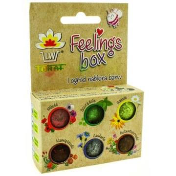 FEELINGS BOX BOMBY NASIENNE KWIATOWE 6 KUL KAŻDA Z MIESZANKĄ KWIATÓW I ZIÓŁ