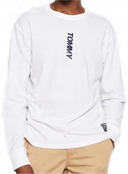 TOMMY Hilfiger Biały Męski Longsleeve Logo Plecy L