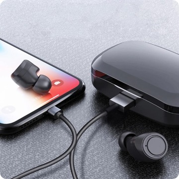 SŁUCHAWKI BEZPRZEWODOWE BLUETOOTH EARBUDS WODOODPORNE + POWERBANK 3500 mAh