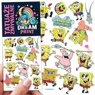 TATUAŻE ZMYWALNE DLA DZIECI SPONGEBOB WZORY ORYGINALNE