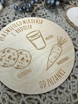 DREWNIANY TALERZYK dla ŚW. MIKOŁAJA OZDOBA + imię