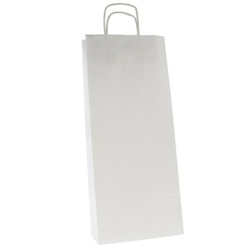 Torby papierowe eko na wino BIAŁE torebki 16x8x39 pakiet 25szt +lista