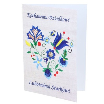 Kartka folk dla Dziadka - Kaszuby + koperta