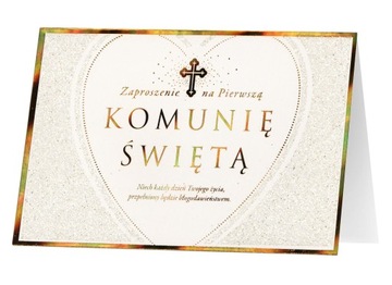 ZAPROSZENIA NA KOMUNIĘ ZAPROSZENIE KOMUNIJNE I Komunię Świętą złote 5sztk