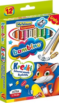 Kredki BAMBINO 12 kolorów w drewnie Majewski +temp