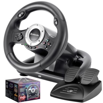 Руль Defender TURBO PRO, 10 кнопок, USB, черный, с педалями, PS3,PS4