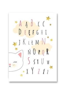 Plakat - alfabet z kocim motywem
