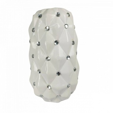 Biały wazon ceramiczny z kryształkami TG29000 glamour 24 cm