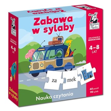 ZABAWA W SYLABY. UKŁADANKA EDUKACYJNA NAUKA CZYTANIA PUZZLE 4+