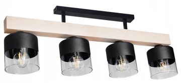 LAMPA WISZĄCA PLAFON SUFITOWY LED 4PLCS DREWNO SZKŁO SALON KUCHNIA BIURO
