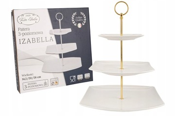 PORCELANOWA PATERA 3-POZIOMOWA BIAŁA Izabella 26 cm