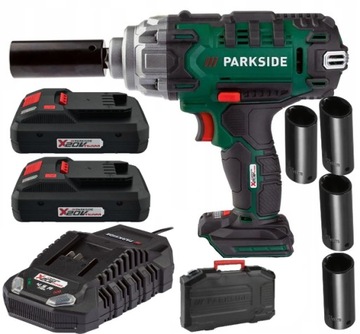 KLUCZ UDAROWY AKUMULATOROWY DO KÓŁ PARKSIDE 400Nm 2x BAT 4Ah