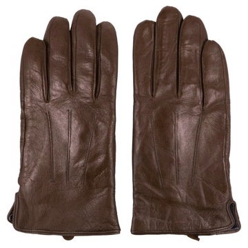 RĘKAWICZKI MĘSKIE ZIMOWE BRĄZOWE SKÓRZANE OCIEPLANE