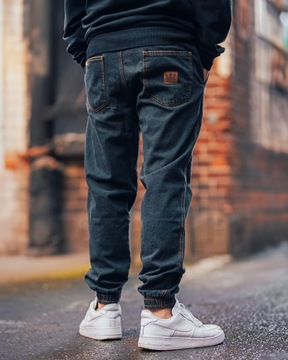 Spodnie proste Spodnie JiggaWear czarny jeans Onyx joggery r. S