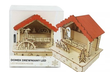 DOMEK DREWNIANY LED ŚWIĄTECZNY KLIMAT