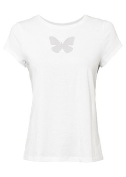 B.P.C t-shirt biały z wycięciem motyla modny^32/34