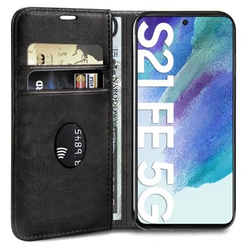 КОЖАНЫЙ ЧЕХОЛ С МАГНИТОМ ДЛЯ SAMSUNG S21 FE + СТЕКЛО