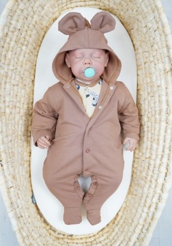 Детский комбинезон, спортивный костюм с капюшоном, размер 74, светло-коричневый, хлопок клоун