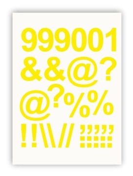 Самоклеящиеся буквы с буквами и цифрами желтого цвета, 50 мм.