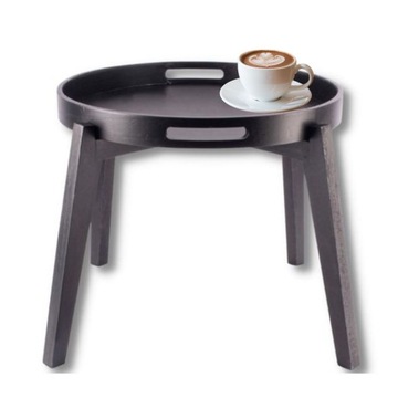 STOLIK OKRĄGŁY KAWOWY Z TACĄ CZARNY GUSTA 39X34,5CM LOFT STOLICZEK