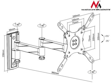 РЕГУЛИРУЕМАЯ ПОДВЕСКА ДЛЯ ТЕЛЕВИЗОРА ПОДВЕСКА ДЛЯ ЖК-СВЕТОДИОДА 13-42