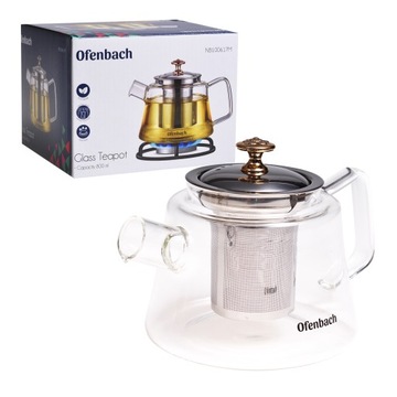 SZKLANY DZBANEK do herbaty ziół ZAPARZACZ z sitkiem OFENBACH 800 ml