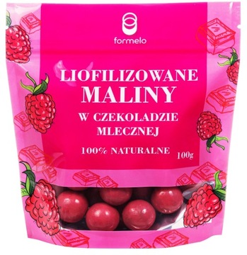 FORMELO LIOFILIZOWANE MALINY W CZEKOLADZIE MLECZNEJ 100% NATURALNE 100g
