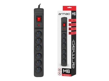 Армак Мульти М6 | Удлинитель с 6 розетками, кабель 3 м, черный
