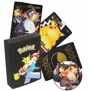 CZARNE KARTY POKEMON ZESTAW 55 SZT KOLEKCJONERSKIE