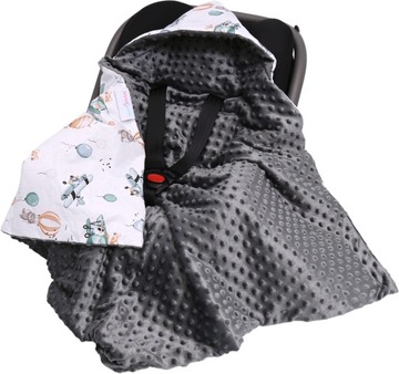 ОДЕЯЛО BABYMAM MINKY ДЛЯ АВТОКРЕСЛА ТЕПЛАЯ ПОЛЫШКА С КАПЮШОНОМ