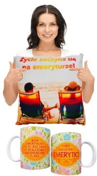 PODUSZKA i KUBEK prezent na EMERYTURĘ dla emerytki