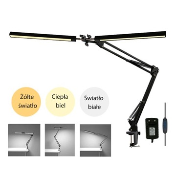 Трехцветный диммер с регулируемым углом наклона, 24 Вт, настольная лампа с двойной головкой