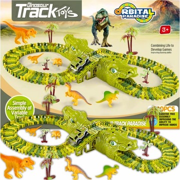 Mega Tor Wyścigowy Dinozaur Park Magic Track z 169 Elementami + samochodzik