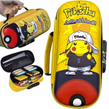 Piórnik Etuii Rozkładany Pojemny Pikachu Pokemon Nadruk Efekt 3D Wielkanoc