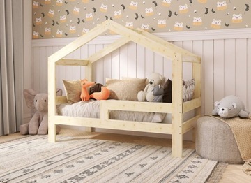 ŁÓŻKO DZIECIĘCE DOMEK 140x70 DLA DZIECKA DLA DZIECI + STELAŻ + BARIERKA W4