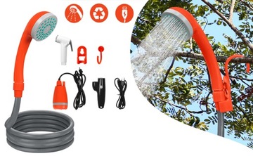 Портативный туристический душ, электрический насос с присоской и крючком.