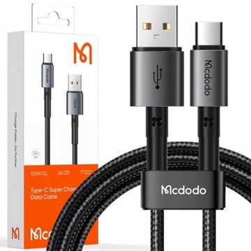 MCDODO KABEL USB-C SZYBKIE ŁADOWANIE DO SAMSUNG XIAOMI USB TYP C 6A 100W 1M