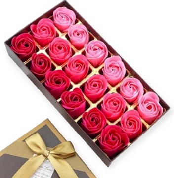 FLOWER BOX Róże Mydlane Pachnące Czerwone Kwiaty Dla Nauczyciela 18szt