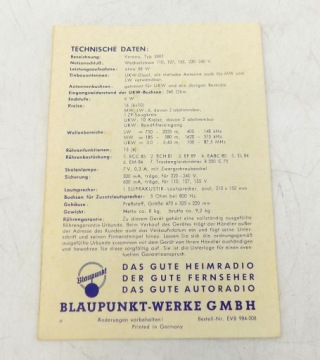 старое радио Blaupunkt Verona Type 2605