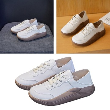 Buty tenisowe ze skóry PU sznurowane 40 beżowe