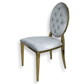 Krzesło Ludwik Gold glamour Silver złote pikowane