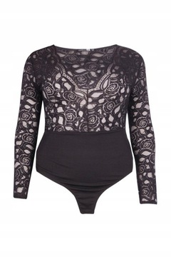 BODY DŁUGI RĘKAW 3XL DC14209 *BOOHOO CZARNE KORONKOWE