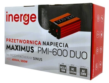 PRZETWORNICA NAPIĘCIA DUO 12V i 24V 230V 600VA 300W MODYFIKOWANY SINUS USB