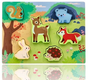 PUZZLE DREWNIANE 3D DOTYKOWE ZMYSŁOWE ZABAWKA ROZWOJOWA DLA MALUCHÓW 12m+