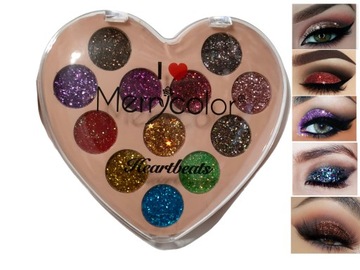GLITTER cienie brokatowe paleta HART SERCE brokaty